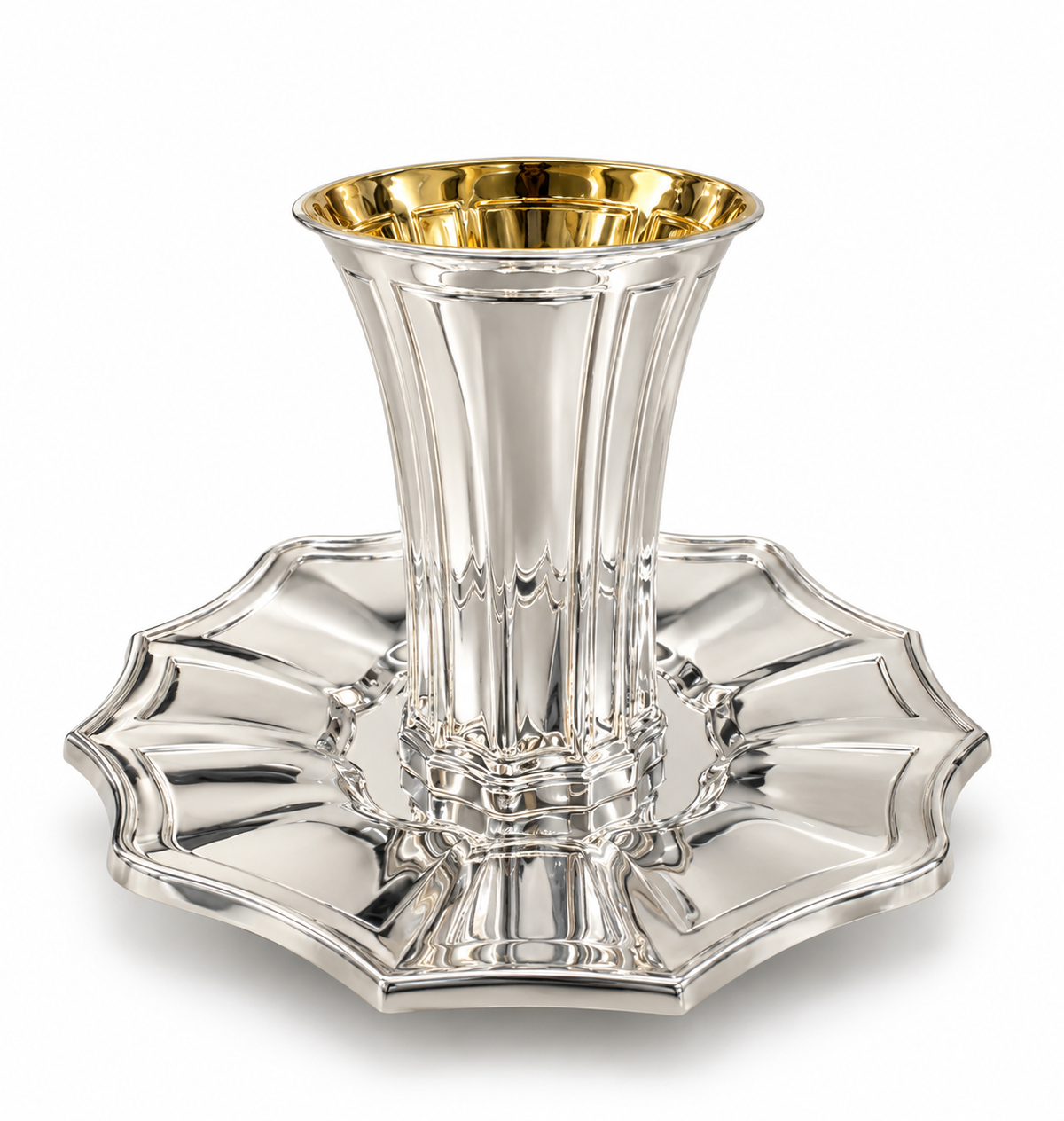 סט קידוש לשבת כוס קידוש ותחתית מכסף האחים חדד Silver 925 kiddush set for shabbat by hadad bros silverware