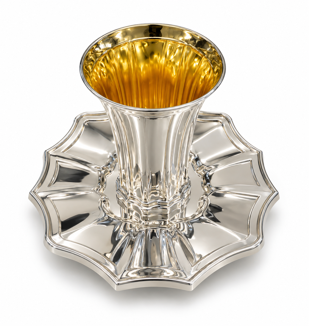 סט קידוש לשבת כוס קידוש ותחתית מכסף האחים חדד Silver 925 kiddush set for shabbat by hadad bros silverware