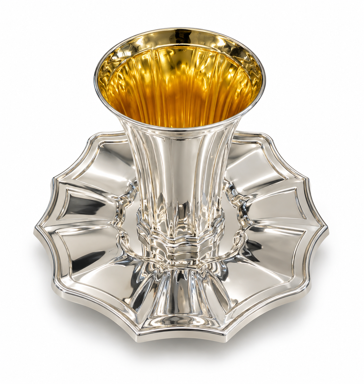 סט קידוש לשבת כוס קידוש ותחתית מכסף האחים חדד Silver 925 kiddush set for shabbat by hadad bros silverware