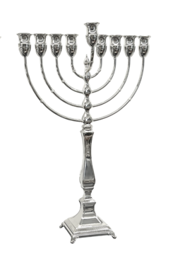 Silver Menorah on a white background