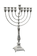 Silver Menorah on a white background