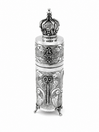 silver match holder for shabbat candles with a crown-shaped lid by hadad bros silverware