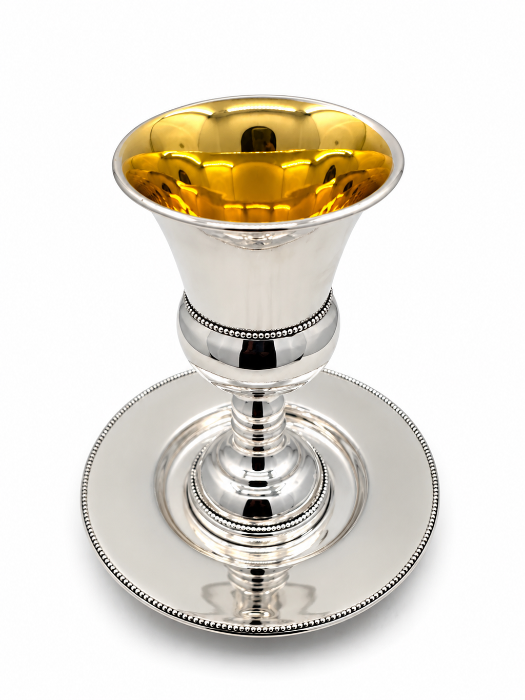 סט קידוש לשבת כוס קידוש ותחתית מכסף האחים חדד Silver dipped kiddush set for shabbat by hadad bros silverware