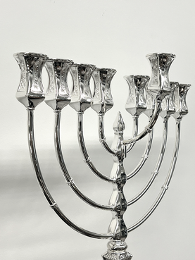 Silver Menorah on a white background