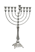 Silver Menorah on a white background