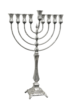 Silver Menorah on a white background