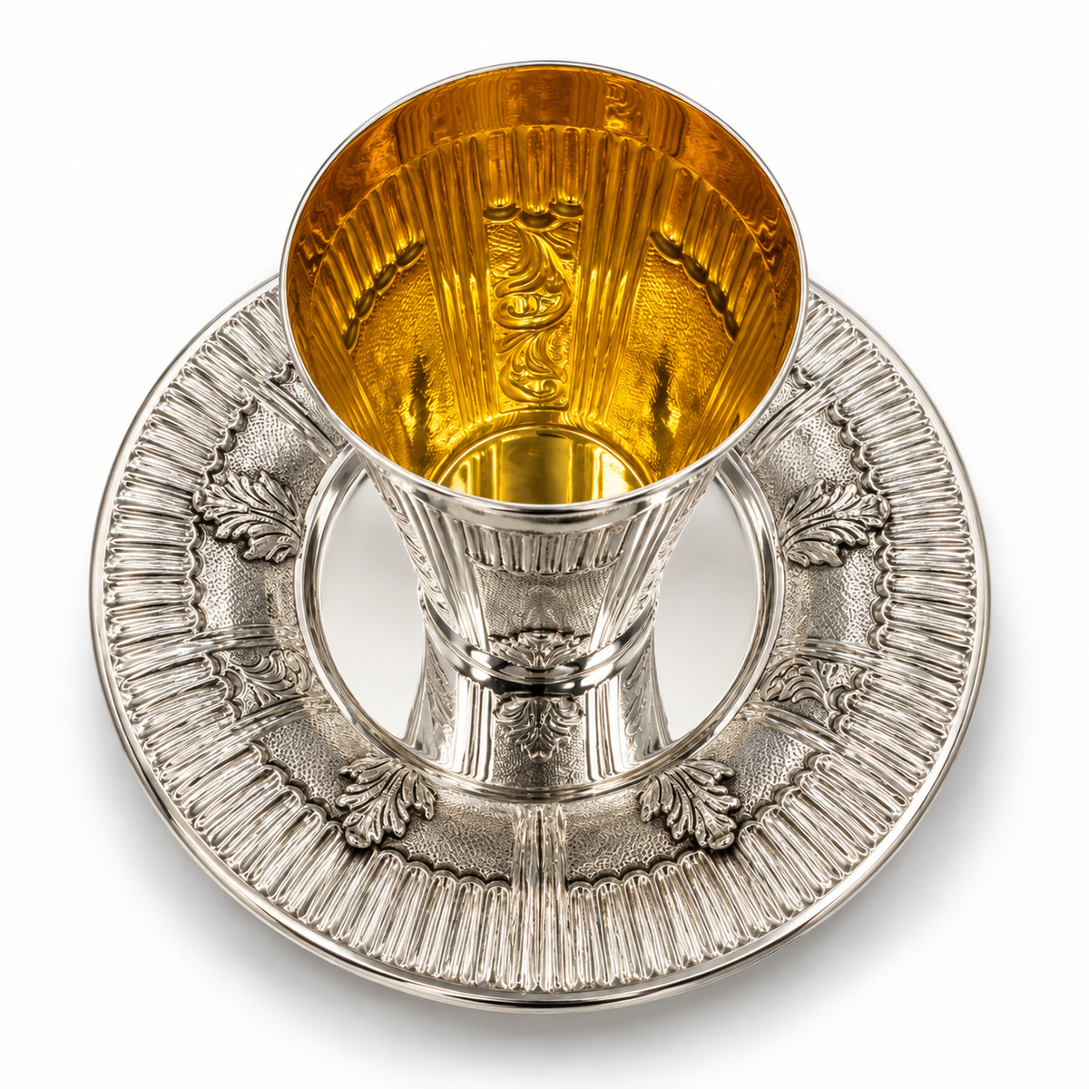 סט קידוש לשבת כוס קידוש ותחתית מכסף האחים חדד Silver 925 kiddush set for shabbat by hadad bros silverware