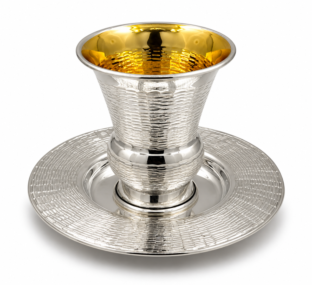 סט קידוש לשבת כוס קידוש ותחתית מכסף האחים חדד Silver dipped kiddush set for shabbat by hadad bros silverware