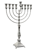 Silver Menorah on a white background
