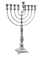 Silver Menorah on a white background