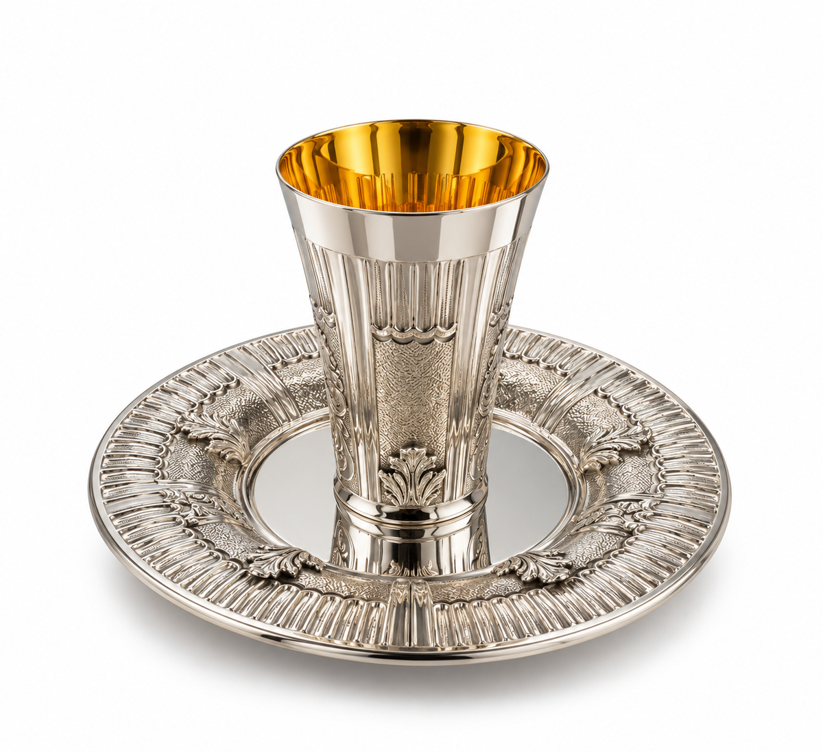סט קידוש לשבת כוס קידוש ותחתית מכסף האחים חדד Silver 925 kiddush set for shabbat by hadad bros silverware