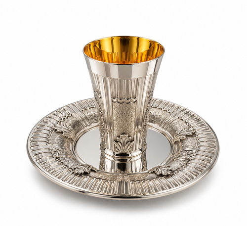סט קידוש לשבת כוס קידוש ותחתית מכסף האחים חדד Silver 925 kiddush set for shabbat by hadad bros silverware