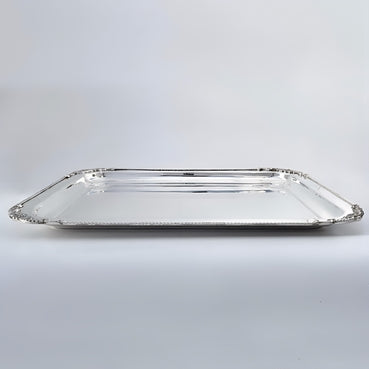 Silver serving tray on a white background by hadad bros silverware