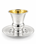 סט קידוש לשבת כוס קידוש ותחתית מכסף האחים חדד Silver dipped kiddush set for shabbat by hadad bros silverware