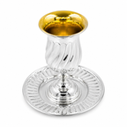 A silver Kiddush cup and matching round tray for shabbat and holiday by hadad bros silverware