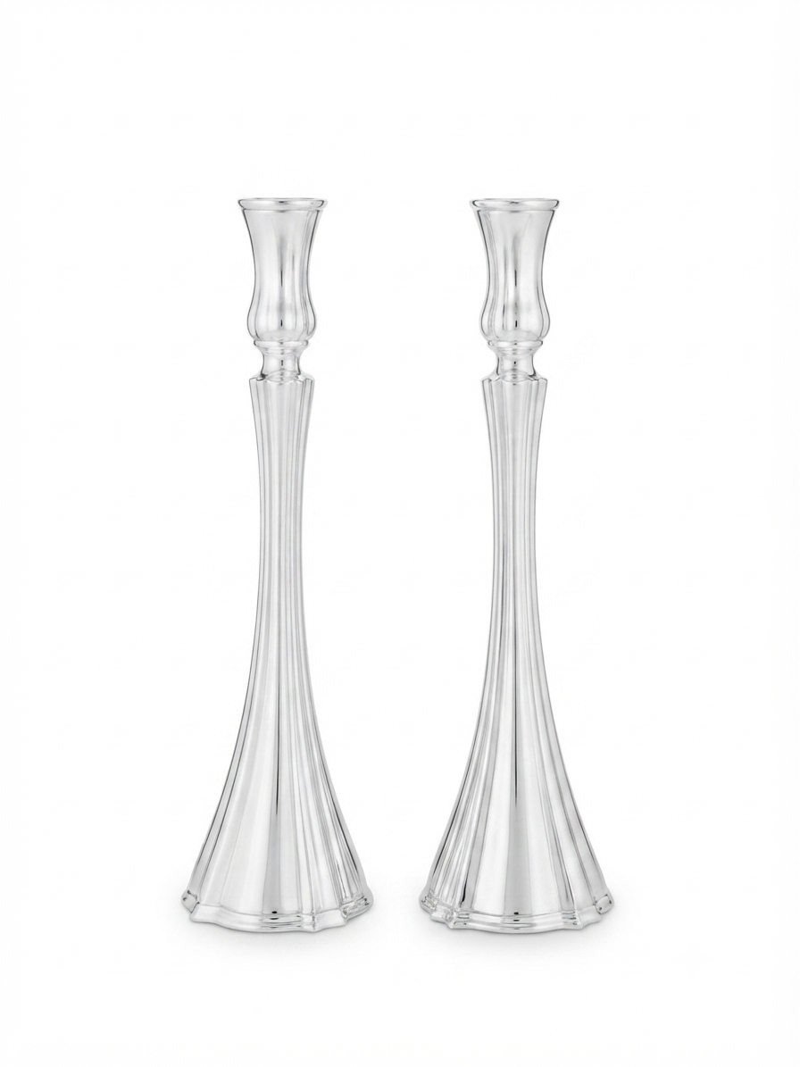silver dipped shabbat candlesticks by hadad bros