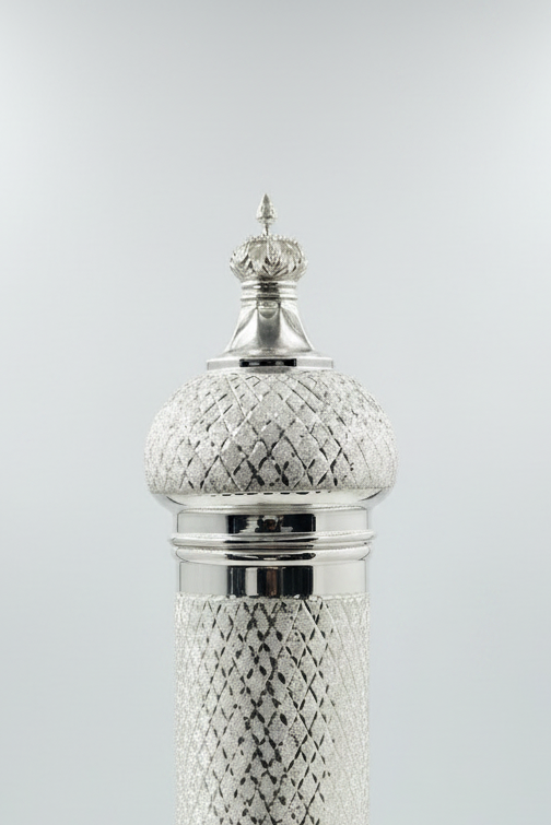 silver dipped with diamonds pattern purim megilah case by hadad bros silverware