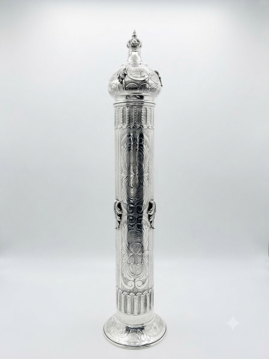 Silver dipped purim megilah case by hadad bros silverware