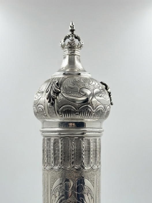 Silver dipped purim megilah case by hadad bros silverware