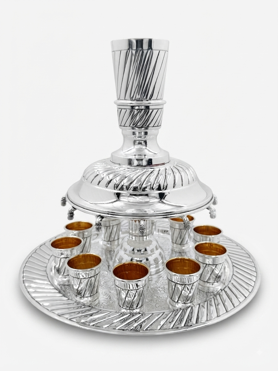 silver wine fountain for shabat, holidays and weddings by hadad bros silverware