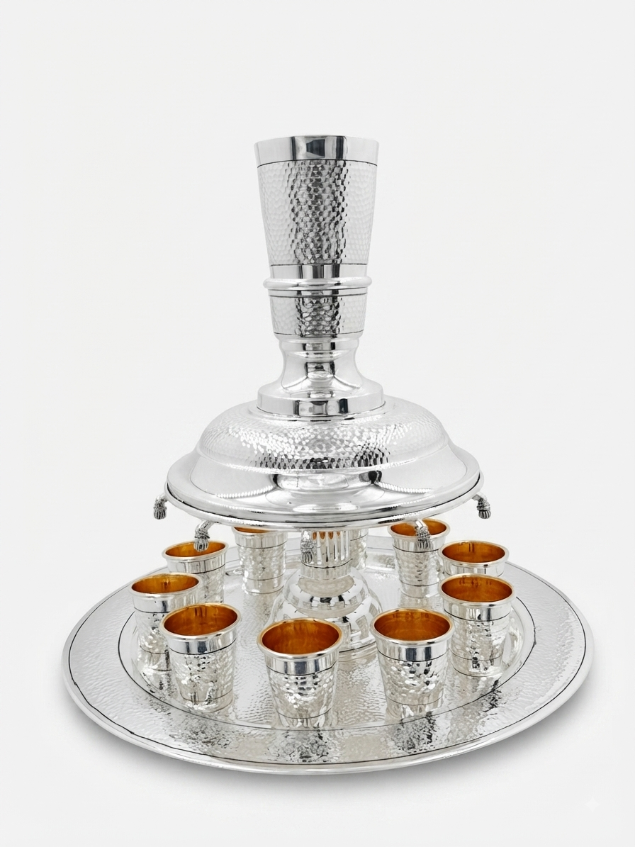 silver wine fountain for shabat, holidays and weddings by hadad bros silverware