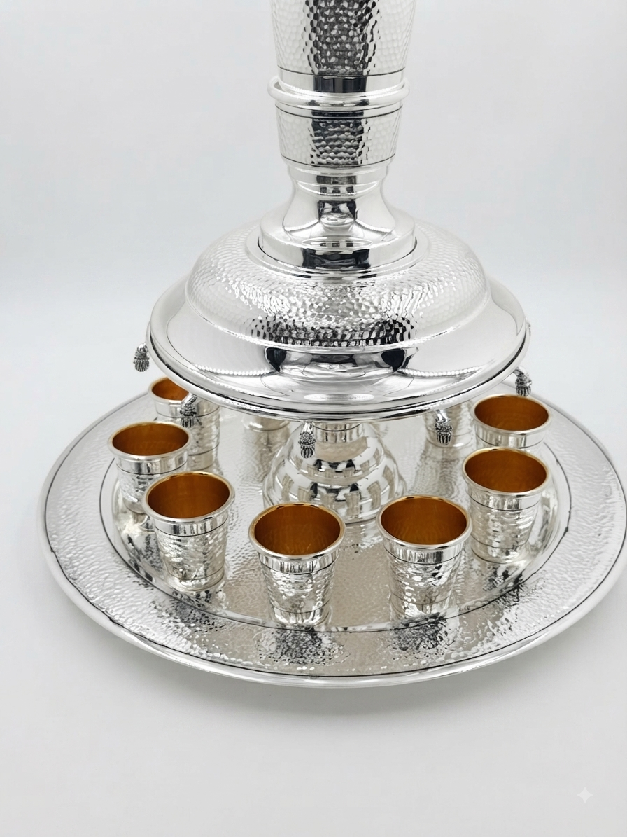 silver wine fountain for shabat, holidays and weddings by hadad bros silverware
