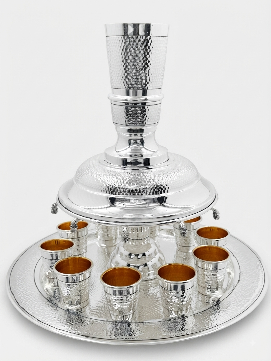silver wine fountain for shabat, holidays and weddings by hadad bros silverware