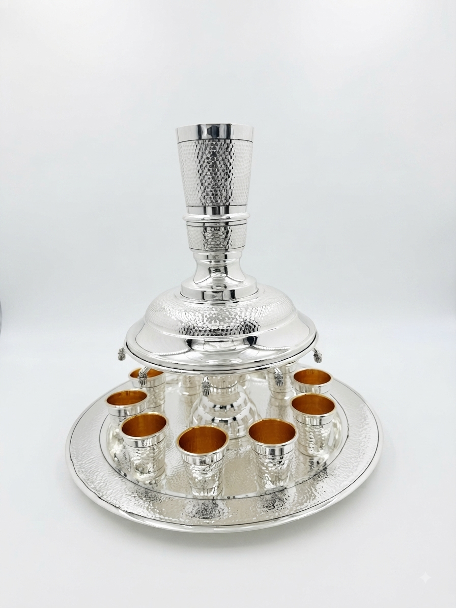 silver wine fountain for shabat, holidays and weddings by hadad bros silverware