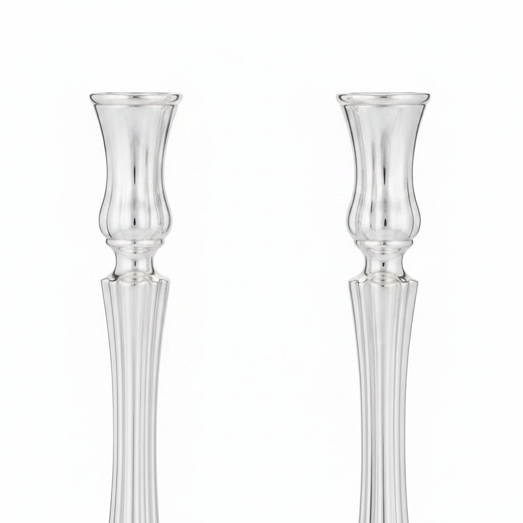 silver dipped shabbat candlesticks by hadad bros