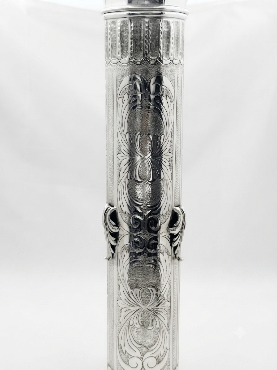 Silver dipped purim megilah case by hadad bros silverware