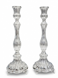 Two silver candlesticks on a white background