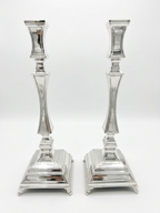 pair of two sterling silver 925 shabbat candlesticks