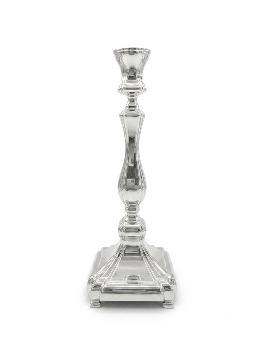 Two sterling silver 925 candle holders on a white background