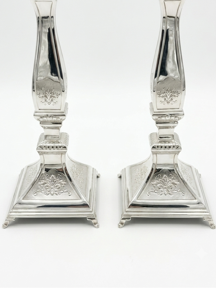 Pair of silver 925 candlesticks with decorative patterns by hadad bros