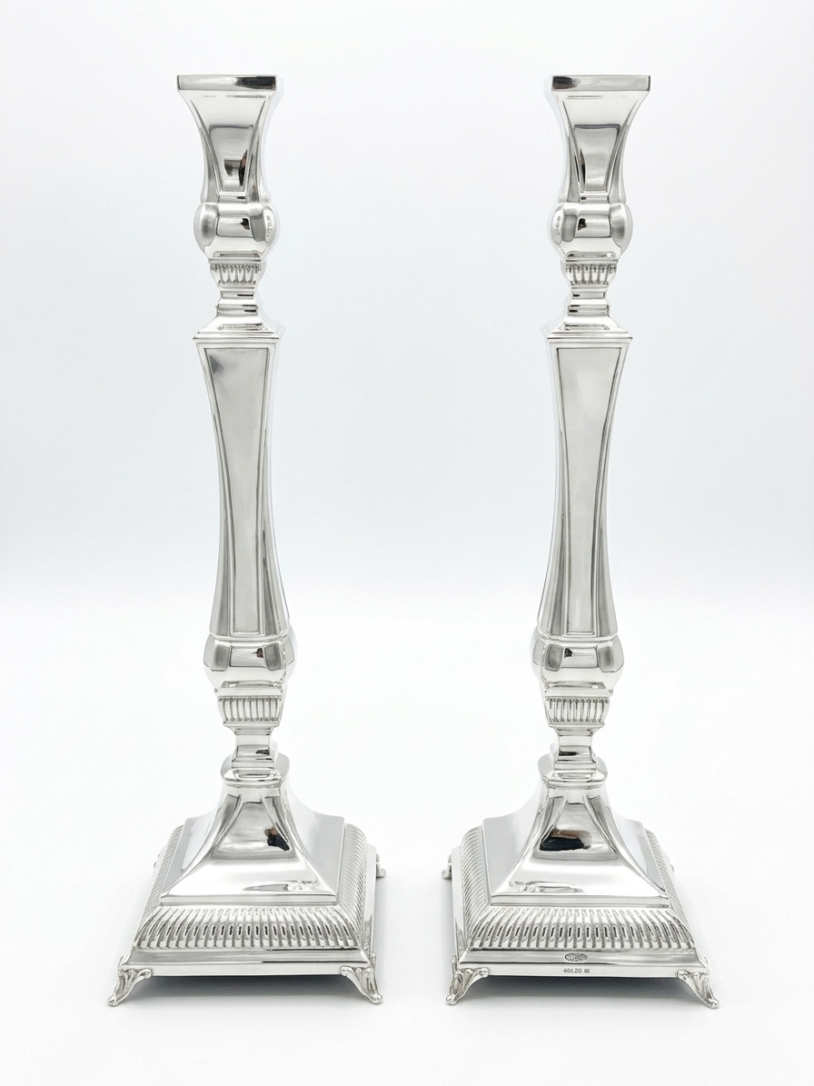 Pair of silver 925 candlesticks with decorative patterns by hadad bros