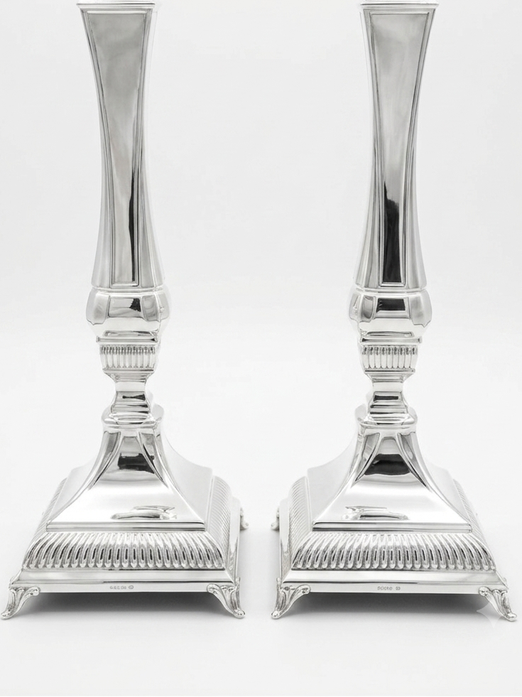 Pair of silver 925 candlesticks with decorative patterns by hadad bros