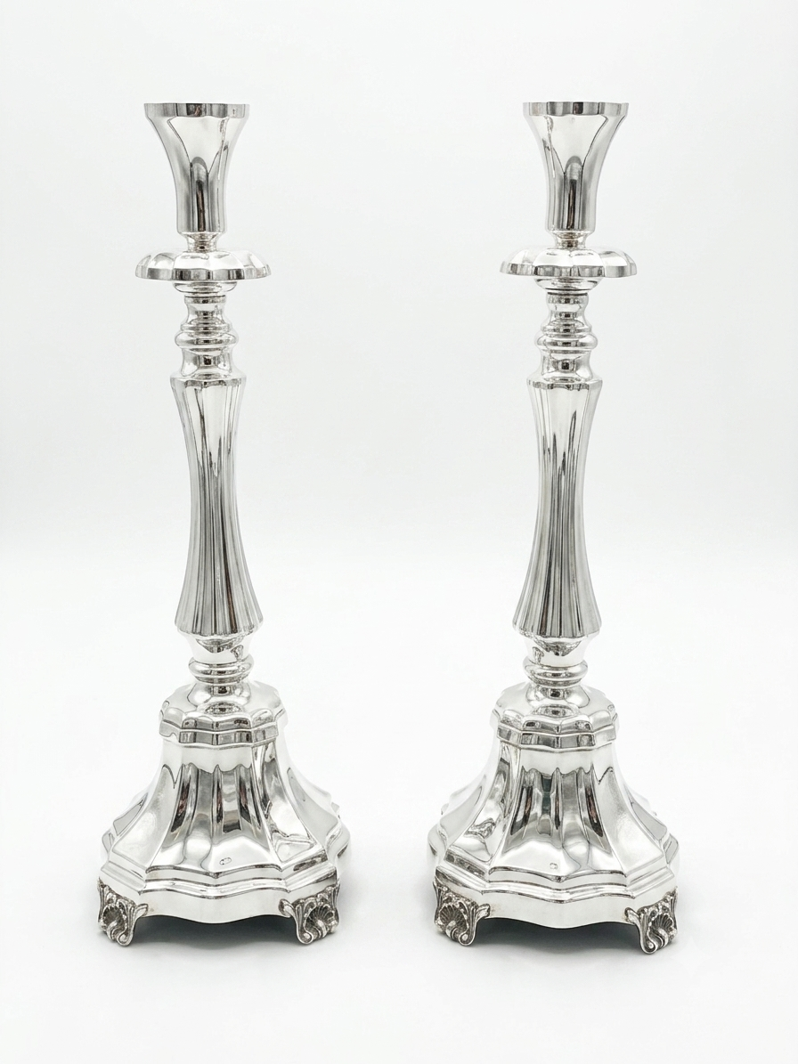 Pair of silver 925 candlesticks with decorative patterns by hadad bros