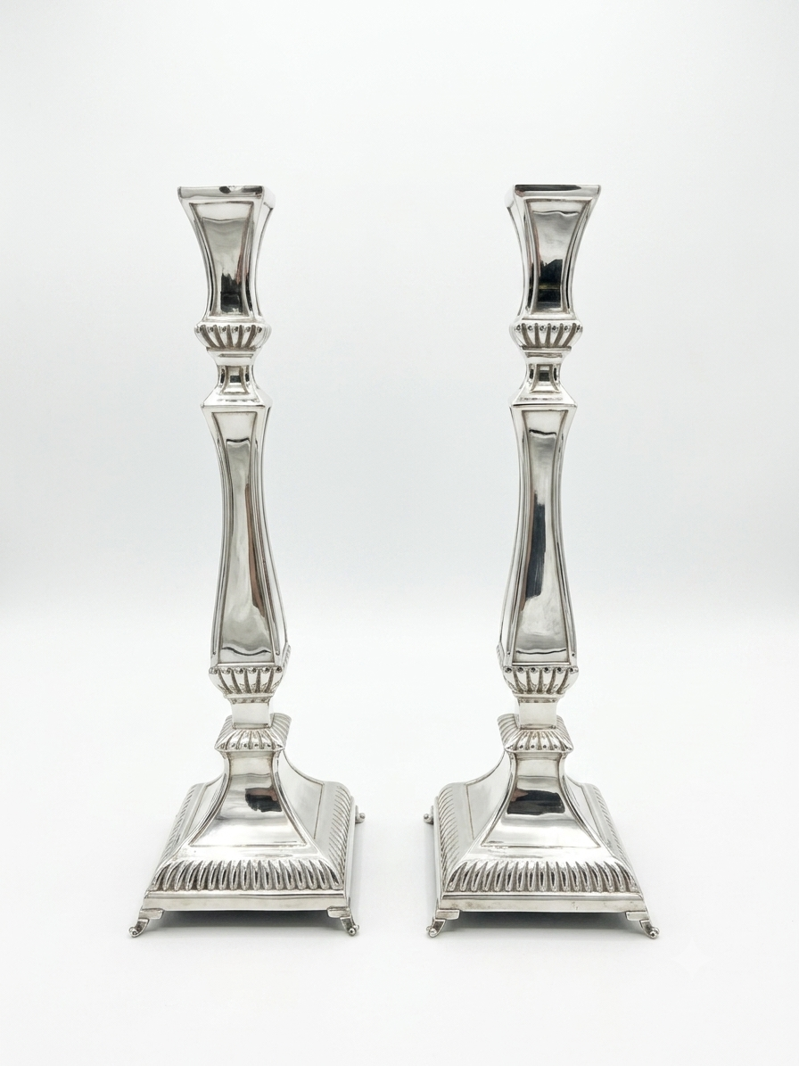 Pair of silver 925 candlesticks with decorative patterns by hadad bros
