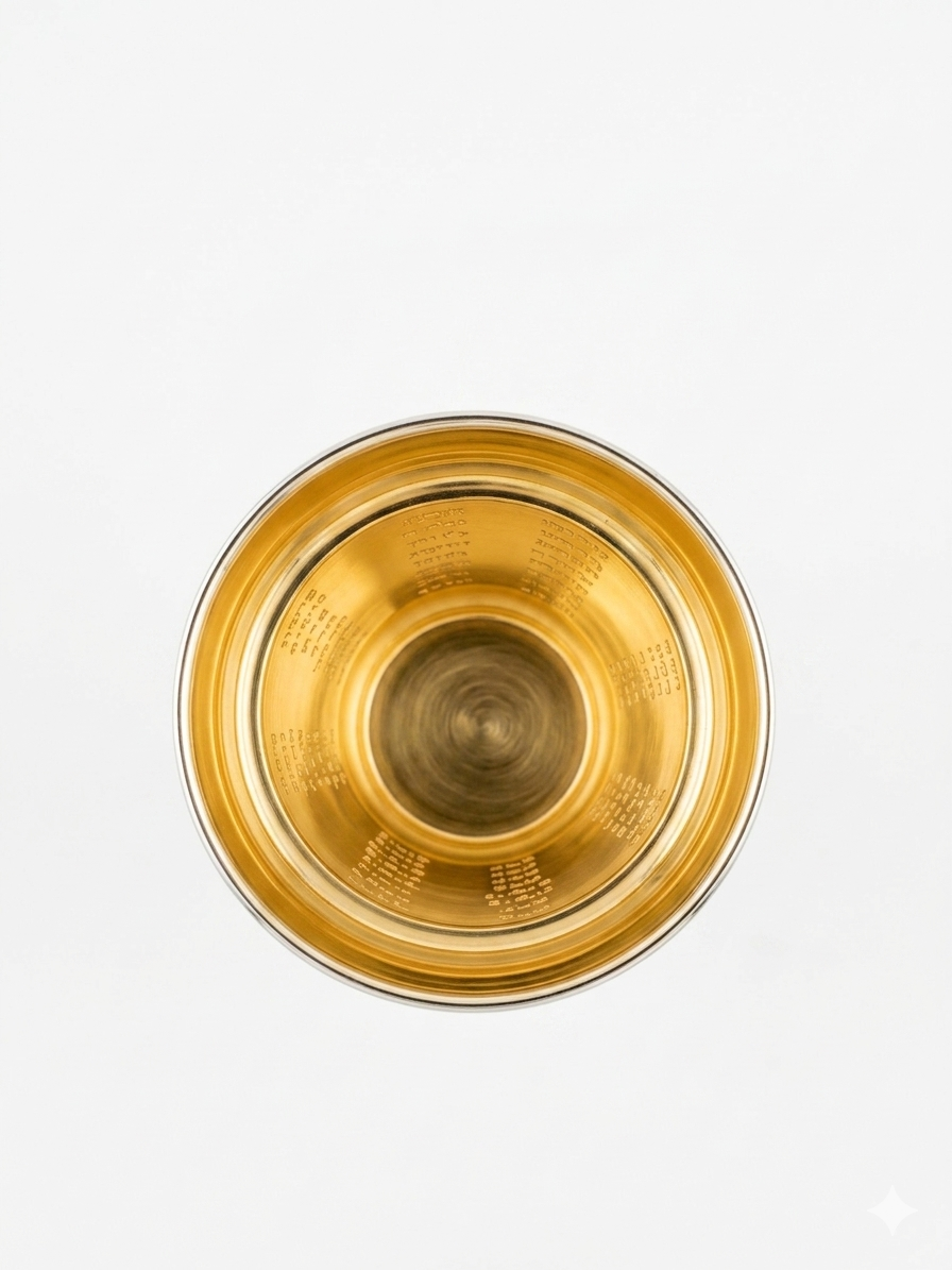 Silver goblet with gold interior on a white background