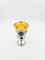 Silver goblet with gold interior on a white background