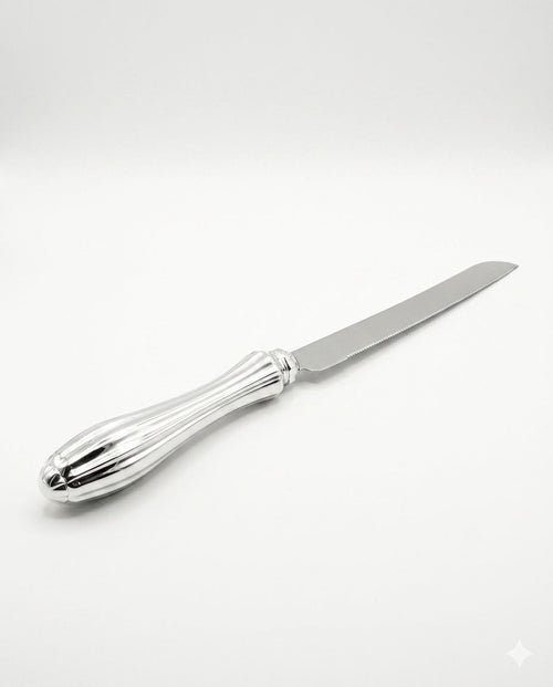 Silverluxury bread knife on a white background