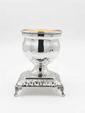 Silver and gold salt shaker cup on a white background