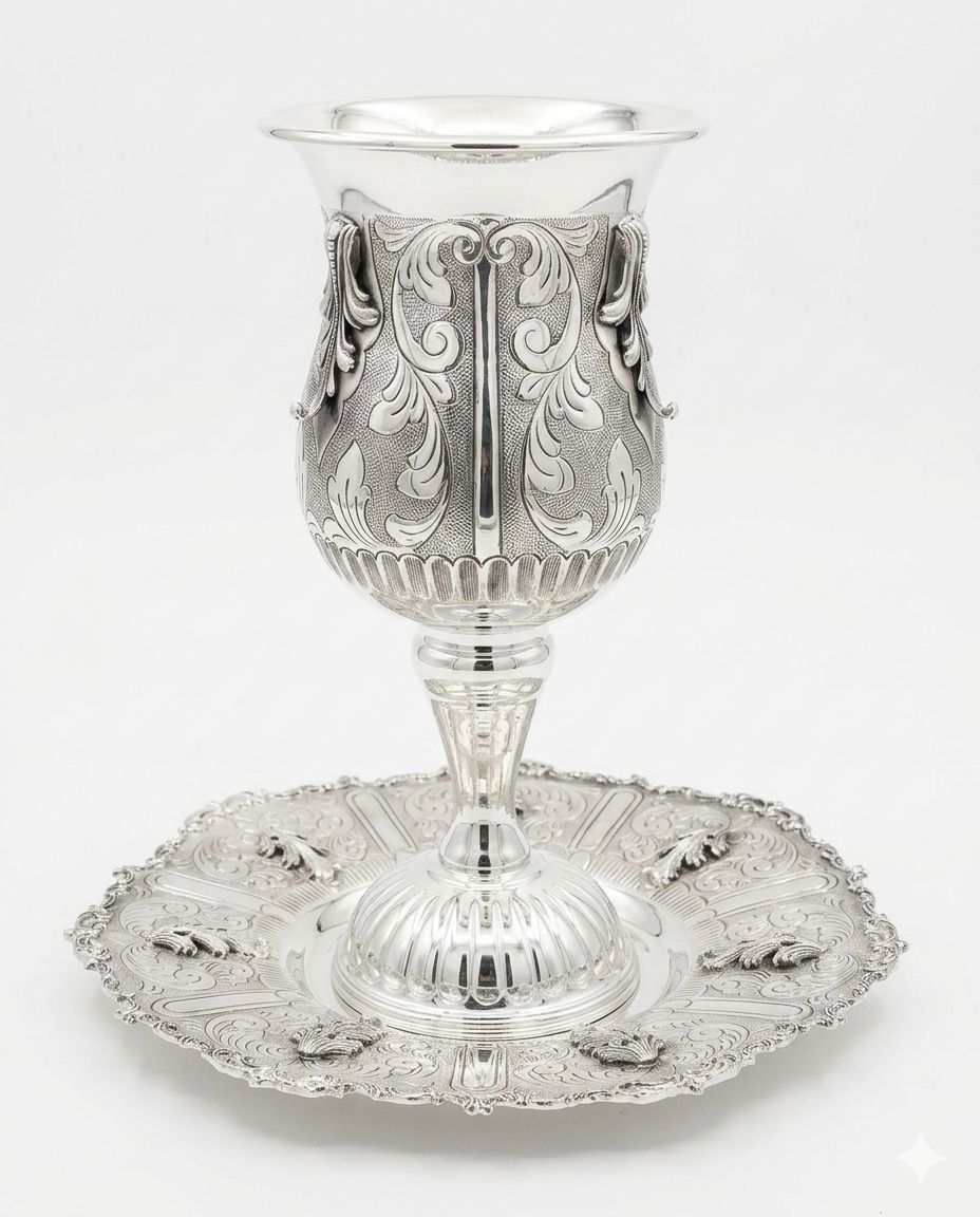 Eliyahu Cup Set – Hammered Pattern Base with Cast Accents