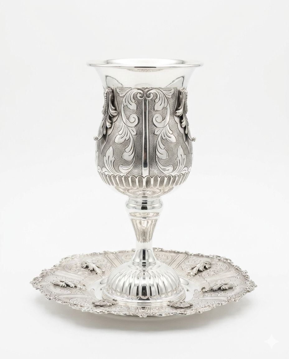 Eliyahu Cup Set – Hammered Pattern Base with Cast Accents