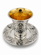 סט קידוש לשבת כוס קידוש ותחתית מכסף האחים חדד Silver dipped kiddush set for shabbat by hadad bros silverware