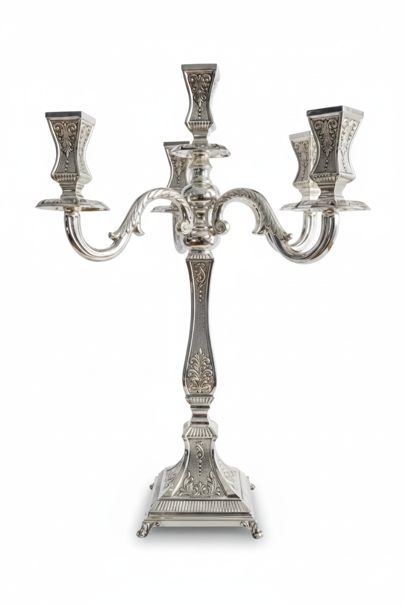 Silver candelabra hadad bros on a white background