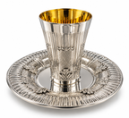 סט קידוש לשבת כוס קידוש ותחתית מכסף האחים חדד Silver 925 kiddush set for shabbat by hadad bros silverware
