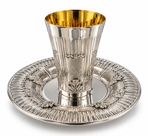 סט קידוש לשבת כוס קידוש ותחתית מכסף האחים חדד Silver 925 kiddush set for shabbat by hadad bros silverware