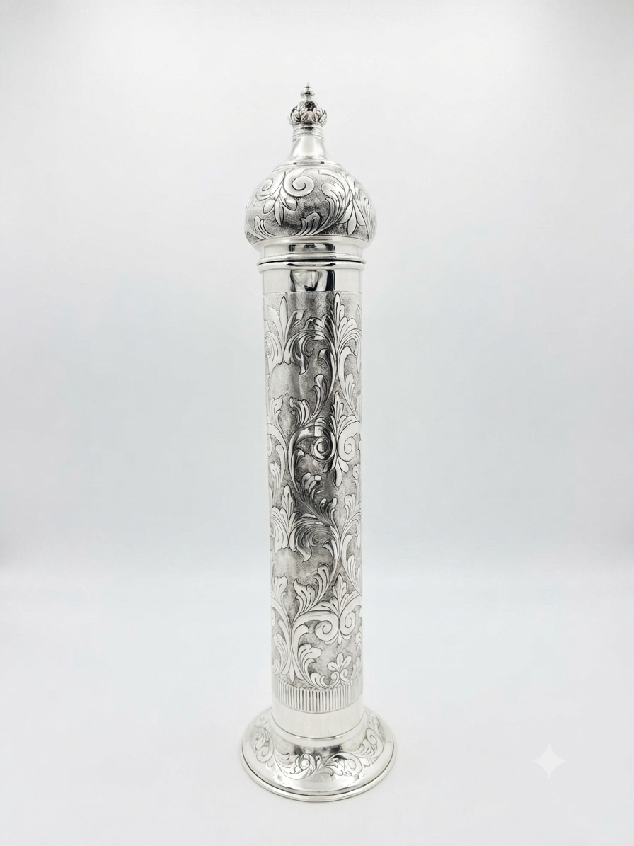 purim megilah case- silver dipped megilah case for purim by hadad bros silverware