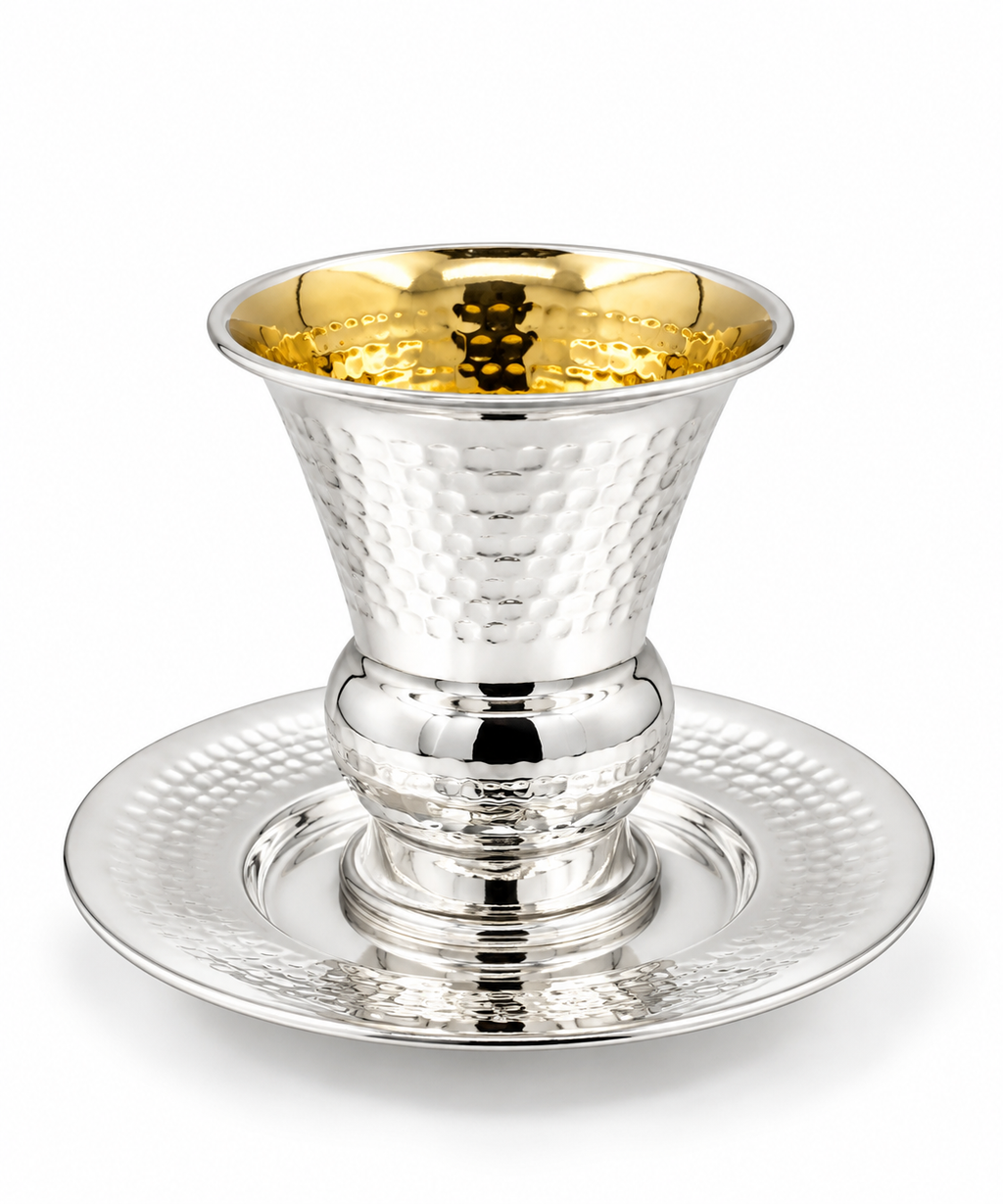 סט קידוש לשבת כוס קידוש ותחתית מכסף האחים חדד Silver dipped kiddush set for shabbat by hadad bros silverware